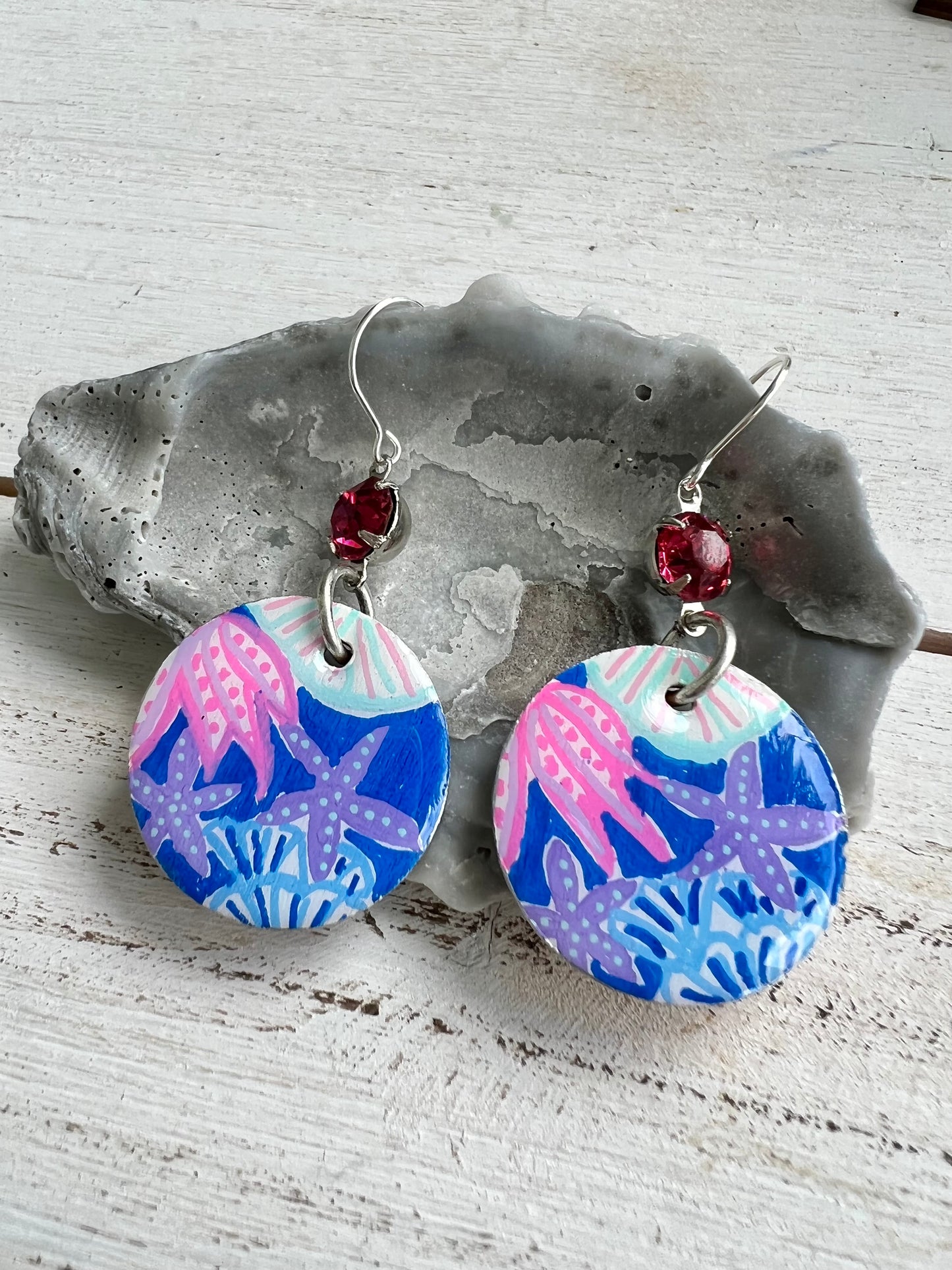 Hand Painted Wish Upon A Starfish Earrings