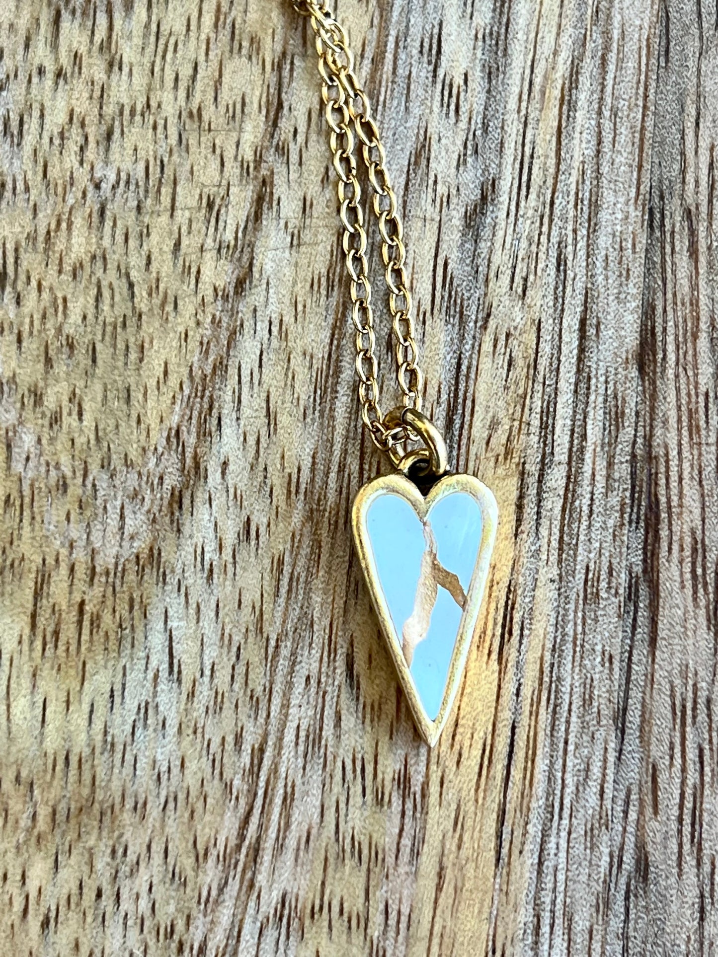 Kintsugi Inspired Pendants - Encouragement Gift - Kintsugi Heart Necklace, Gold