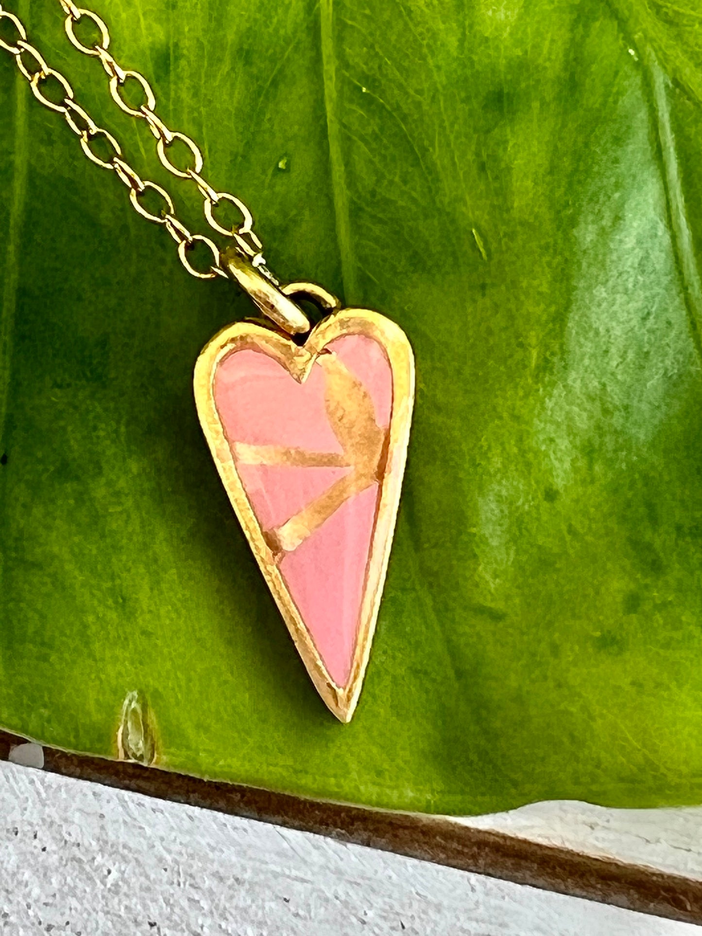 Kintsugi Inspired Pendants - Encouragement Gift - Kintsugi Heart Necklace, Gold