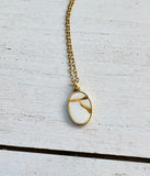 Kintsugi Inspired Pendants - Encouragement Gift - Kintsugi Oval Necklace, White, Gold