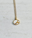 Kintsugi Inspired Pendants - Encouragement Gift - Kintsugi Oval Necklace, White, Gold