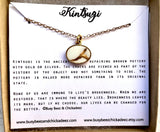 Kintsugi Inspired Pendants - Encouragement Gift - Kintsugi Oval Necklace, White, Gold