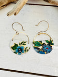 Blue Flower Half Circle Earrings