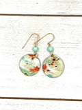 Crane Chiyogami Earrings with Mint Accents