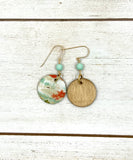 Crane Chiyogami Earrings with Mint Accents