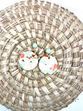 Crane Chiyogami Earrings with Mint Accents