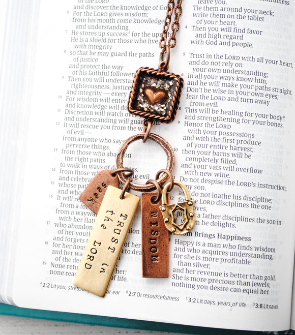 Proverb 3 Trust in the Lord with all your heart - Charm Necklace 