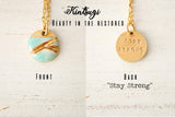 Kintsugi Inspired Pendants - Encouragement Gift - Hand Stamped Double Sided Necklace - Small Circle, Turquoise, Gold