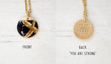 Kintsugi Inspired Pendants - Encouragement Gift - Double Sided Necklace - Small Circle, Black, Gold